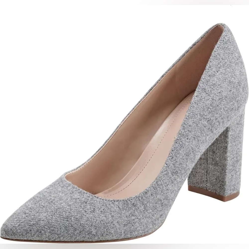 Marc Fisher Women's Viviene High Block Heel Pumps- Light Gray- Size 9